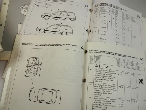 Opel PA-104 bis PA-142 19x Ersatzteilkatalog Vectra Calibra Omega Senator B