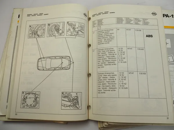 Opel PA-104 bis PA-142 19x Ersatzteilkatalog Vectra Calibra Omega Senator B