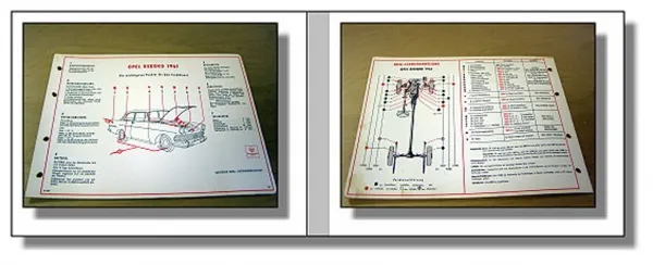 Opel Rekord 1961 Schmier und Wartungsplan Shell 1961