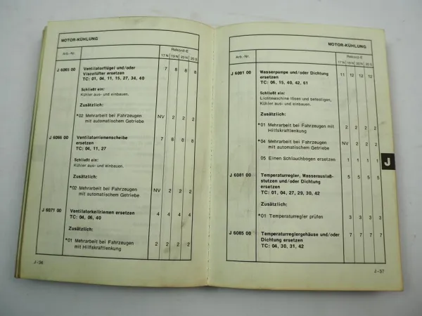Opel Rekord E Arbeitskatalog Richtzeiten 1977 Werkstatthandbuch