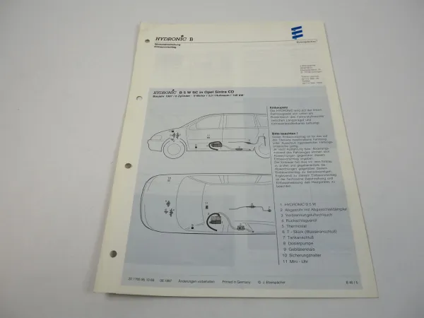 Opel Sintra CD Bj. 1997 Eberspächer Hydronic B5WSC Einbau Standheizung