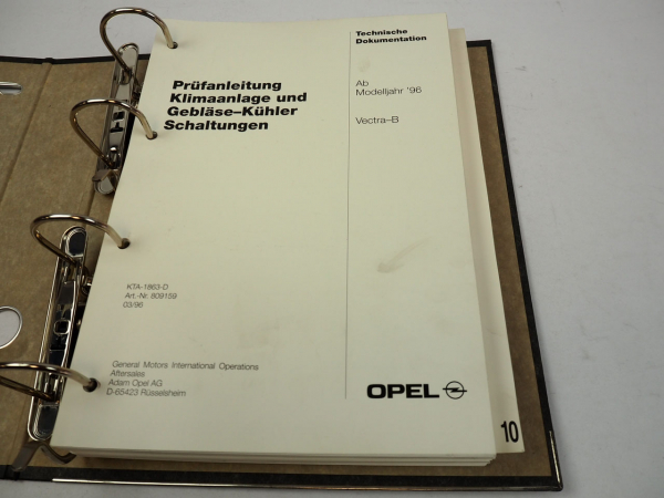 Opel Vectra B ab 1996 Prüfanleitung Klimaanlage Radio CAR 300 400 CDR 500