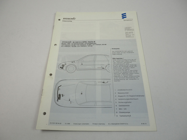 Opel Vectra B Bj. 1996 Eberspächer Hydronic B5WS Einbau Standheizung