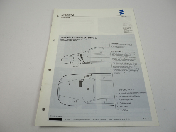 Opel Vectra B DI Bj. 1998 Eberspächer Hydronic D5WSC Einbau Standheizung
