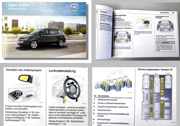 Opel Zafira B Betriebsanleitung + Wartung 08/2010 OPC