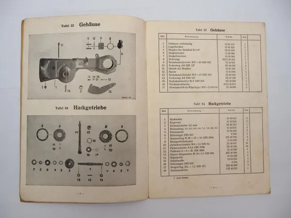 Orig. Agria 1600 1600L Einachsschlepper m. Hirth Motor 34M4 Ersatzteilliste 1957