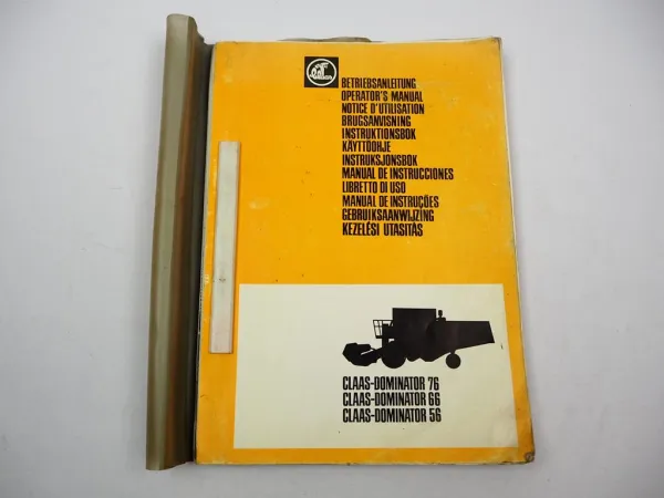 Orig. Claas Dominator 56 66 76 Operators Manual Maintenance Wiring Diagram 1981