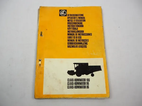 Orig. Claas Dominator 86 96 106 Operators Manual Maintenance Wiring Diagram 1981