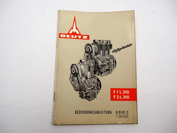 Orig. Deutz F1L F2L 310 Motor Betriebsanleitung Bedienung Wartung 1965 gelocht