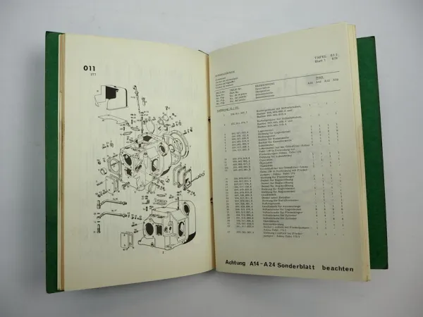Orig. Farymann A12 A14 A22 A24 A32 A42 Motor Betriebsanleitung Ersatzteilliste