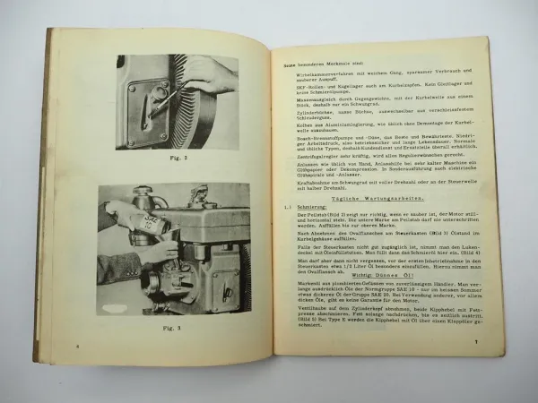 Orig. Farymann Diesel Motor Typ LK E LE D LD G LG Betriebsanleitung Wartung 1962