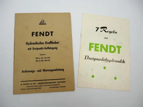 Orig. Fendt 80.3 86.3 Kraftheber für Schlepper Betriebsanleitung Bedienung 1958