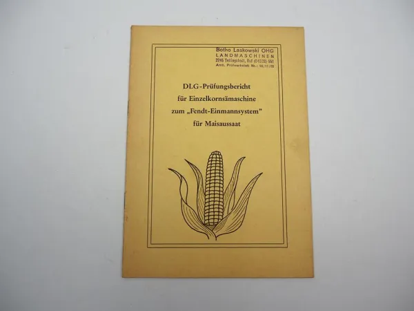 Orig. Fendt Einzelkornsämaschine Einmannsystem für Geräteträger Prüfbericht 1965