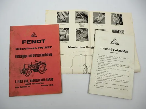 Orig. Fendt Farmer 1 FW237 Dieselross Betriebsanleitung Bedienung Wartung 1958