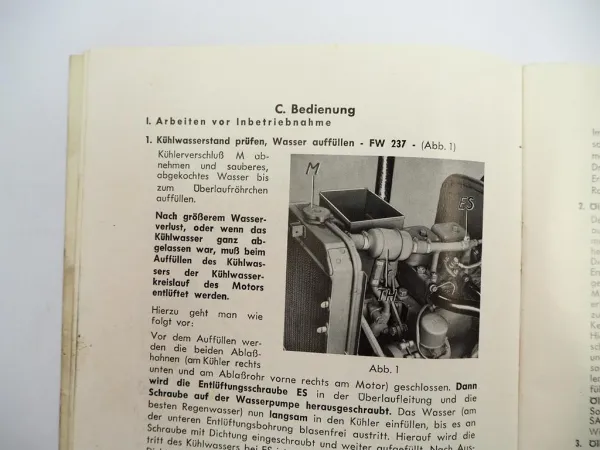 Orig. Fendt Farmer 1 FW237 FL237 Dieselross Betriebsanleitung Wartung ca. 1958