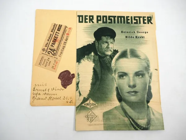 Orig. Filmprospekt Kino Eintrittskarte UFA-Palast Nürnberg 1940 Der Postmeister