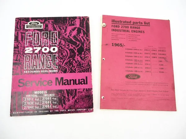Orig. Ford 2700 Range 4 & 6 Cyl. 2701E - 2709E Service Manual + Parts List 1965