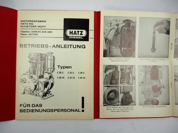 Orig. Hatz E 80 85 89 G FG Dieselmotor Betriebsanleitung Ersatzteilliste 1972