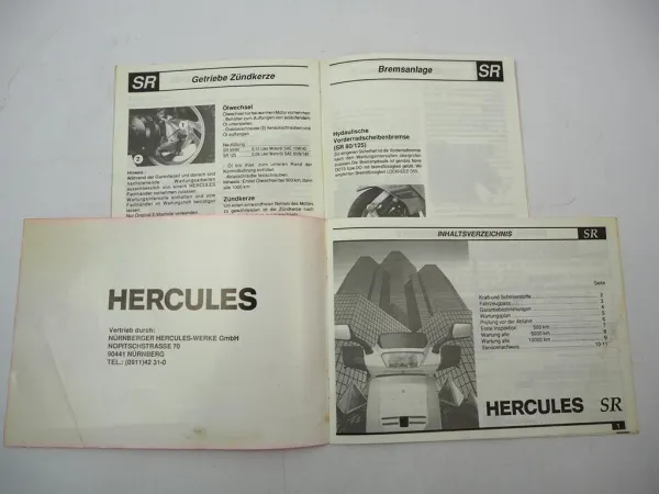 Orig. Hercules SR50 SR80 SR125 Samba Roller Betriebsanleitung Wartungsheft 1993