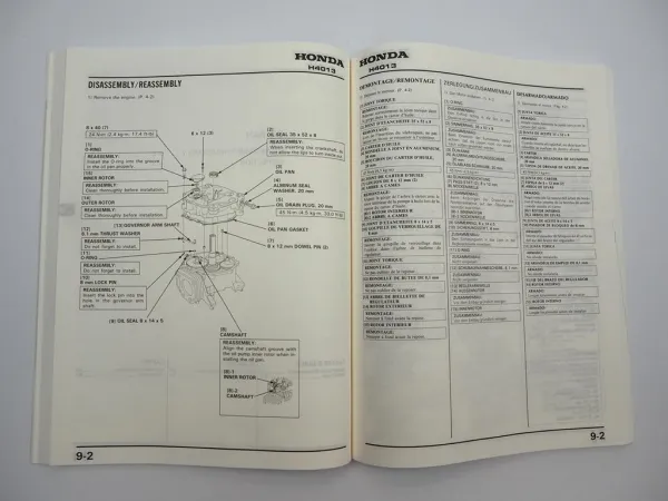 Orig. Honda H4013 Aufsitzmäher Rasentraktor GXV390 Motor Werkstatthandbuch 1990