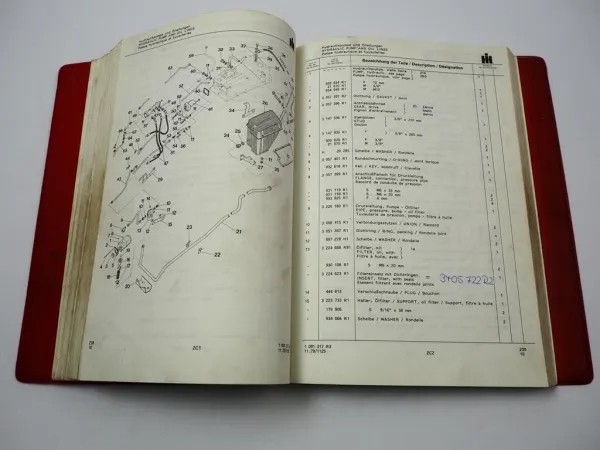 orig IHC 955 1055 Traktor Ersatzteilkatalog Ersatzteilliste Spare Parts 1979