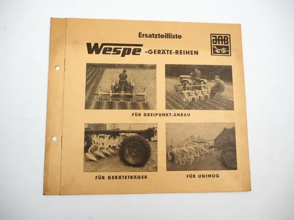 Orig. JAB Braun Wespe Anbaugeräte für z.B. Alldog Unimog Ersatzteilliste 1960er