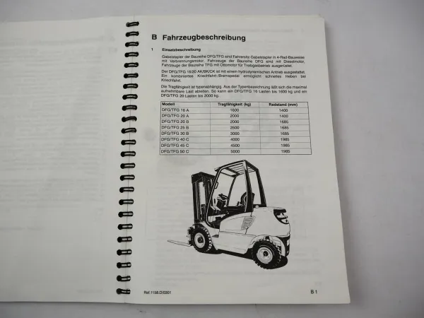Orig. Jungheinrich DFG TFG 16 - 50 A B C Gabelstapler Betriebsanleitung 2001