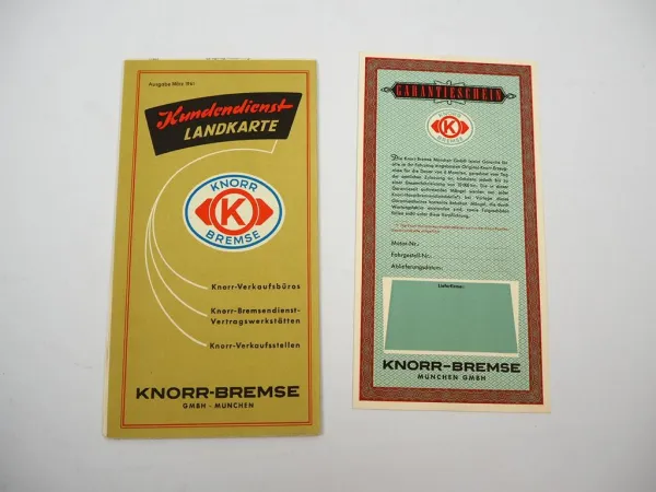Orig. Knorr Bremse Kundendienst Landkarte Deutschland Vertragswerkstätten 1961