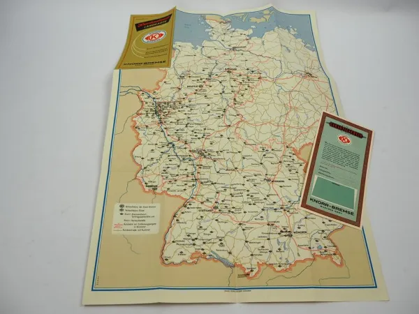Orig. Knorr Bremse Kundendienst Landkarte Deutschland Vertragswerkstätten 1961