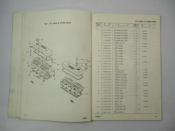 Orig. Komatsu C240 Diesel Engine for FD 15 18 20 25 30 Forklift Parts Book 1981