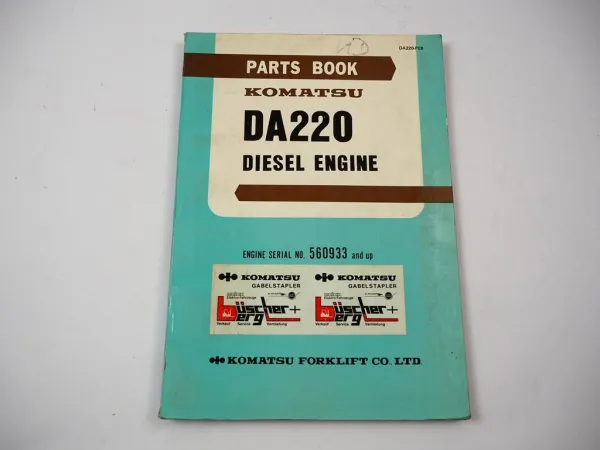 Orig. Komatsu DA220 Diesel Engine FD 30 35 50 Forklift SD Loader Parts Book 1982