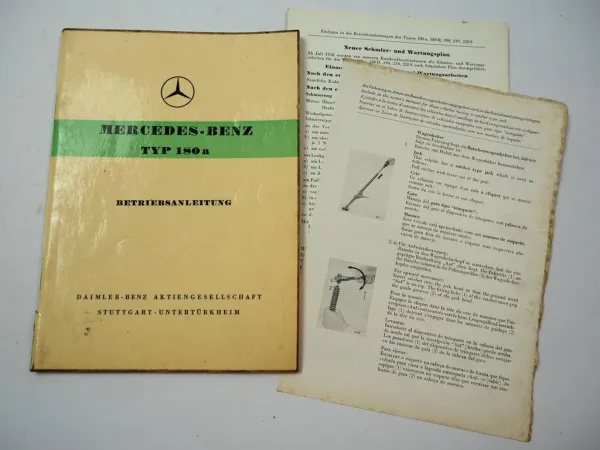 orig Mercedes Benz 180a W120 Ponton Betriebsanleitung Bedienungsanleitung 1958