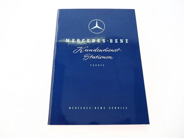 Orig. Mercedes Benz Kundendienst Service Stationen Verzeichnis Karte Europa 1958