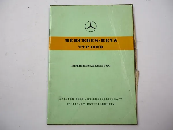 orig Mercedes Benz Typ 190D Ponton W121 Betriebsanleitung Bedienung Wartung 1959