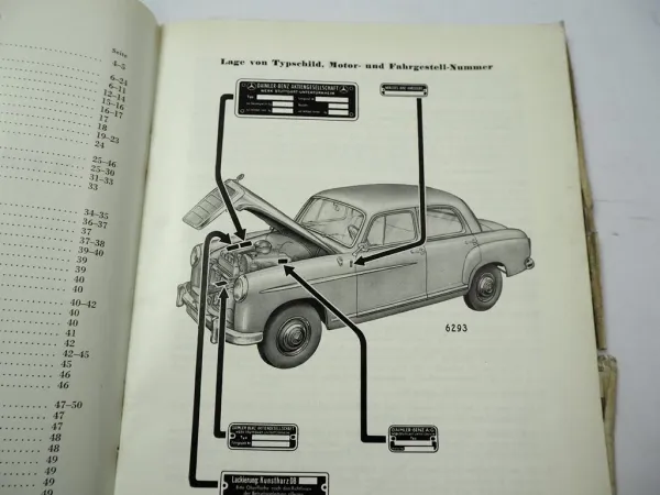 orig Mercedes Benz Typ 190D Ponton W121 Betriebsanleitung Bedienung Wartung 1959