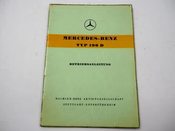 orig Mercedes Benz Typ 190D Ponton W121 Betriebsanleitung Bedienung Wartung 1959