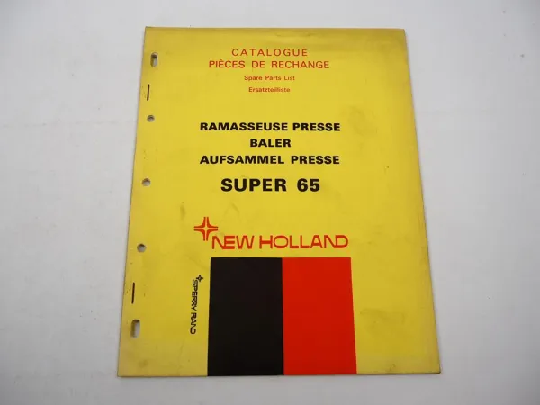 Orig. New Holland Super 65 Ramasseuse Presse Catalogue pieces de rechange 1970