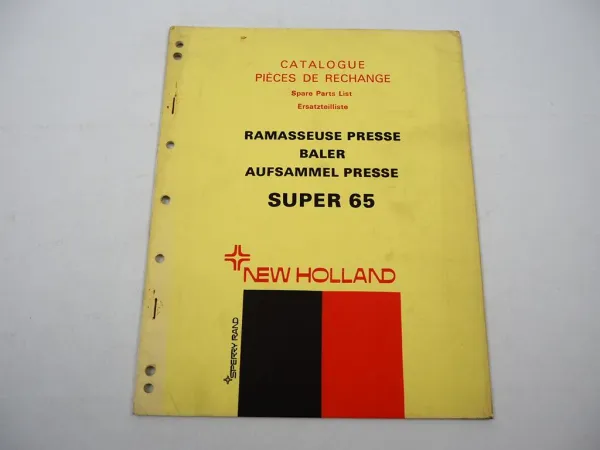Orig. New Holland Super 65 Ramasseuse Presse Catalogue pieces de rechange 1973