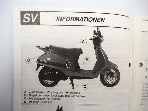 Orig. Peugeot MTC SV50 SV80 SV125 Roller Betriebsanleitung Wartungsheft 1990er