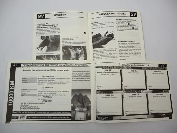 Orig. Peugeot MTC SV50 SV80 SV125 Roller Betriebsanleitung Wartungsheft 1990er