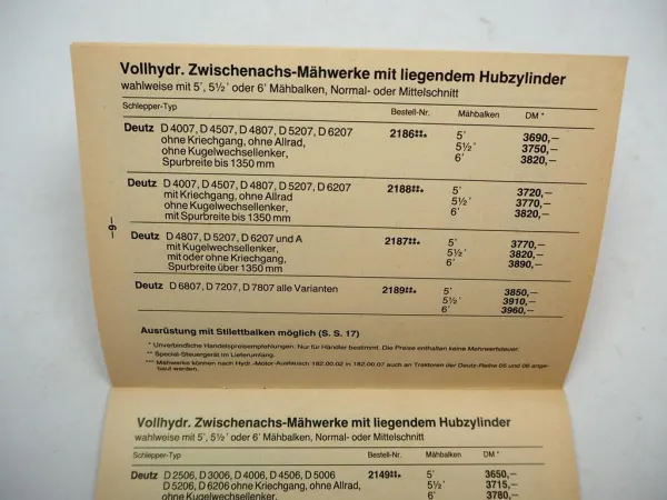 Orig. Preisliste S&S Stockey & Schmitz Mähwerke Frontlader Ballenschleudern 1981