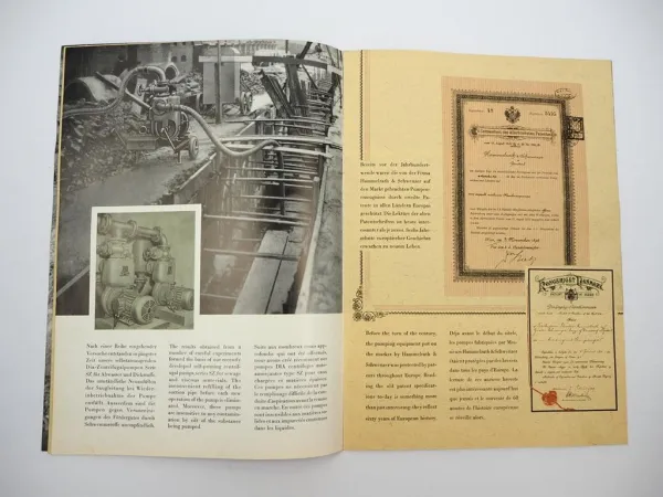 Orig. Prospekt Dia Pumpen Hammelrath & Schwenzer Pumpenfabrik KG Düsseldorf 1957