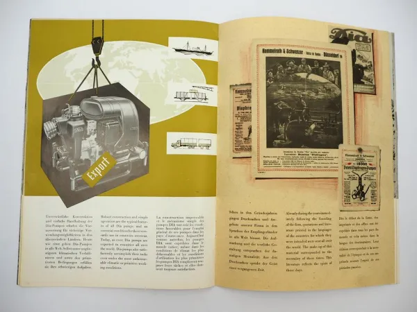 Orig. Prospekt Dia Pumpen Hammelrath & Schwenzer Pumpenfabrik KG Düsseldorf 1957