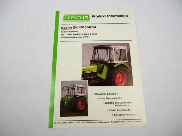 Orig. Prospekt Edscha EK 4013 4014 Kabine für Deutz 3006 4006 4506 5206 1975