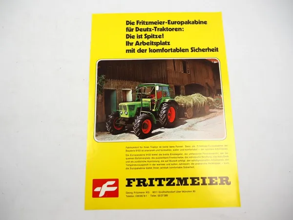 Orig. Prospekt Fritzmeier Europa Kabine für Deutz 5206 bis 10006 1980er Jahre