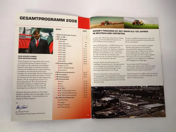 Orig. Prospekt Massey Ferguson Produktprogramm Traktor Mähdrescher Presse 2008