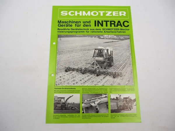 Orig. Prospekt Schmotzer Gerätekombination Anbaugeräte für Deutz Intrac 1970er
