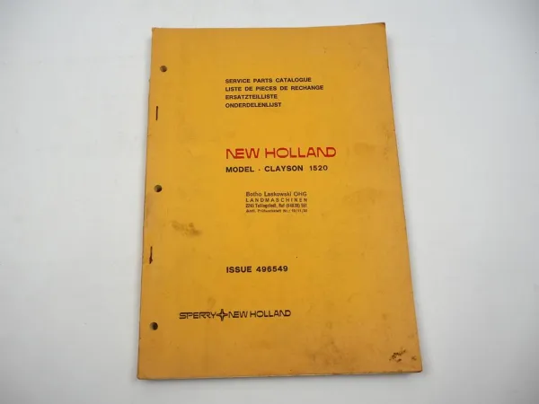 Orig. Sperry New Holland Clayson 1520 Mähdrescher Ersatzteilliste Parts List 1974