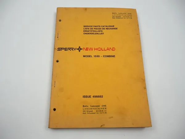 Orig. Sperry New Holland Clayson 1530 Combine Parts List Ersatzteilliste 1975