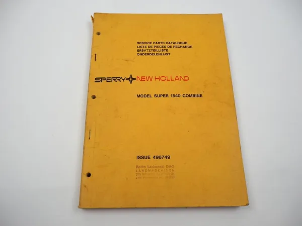 Orig. Sperry New Holland Super S1540 Mähdrescher Ersatzteilliste Parts List 1976